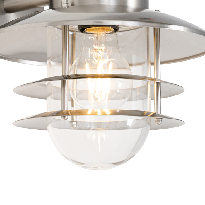 QAZQA Industriële wandlamp staal IP44 - Shell