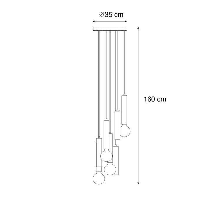 QAZQA Design hanglamp zwart rond 7-lichts - Tuba