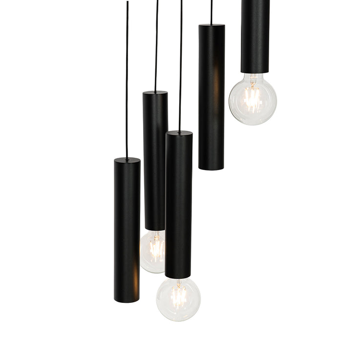 QAZQA Design hanglamp zwart rond 7-lichts - Tuba