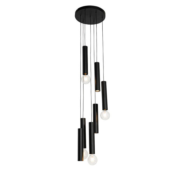 QAZQA Design hanglamp zwart rond 7-lichts - Tuba