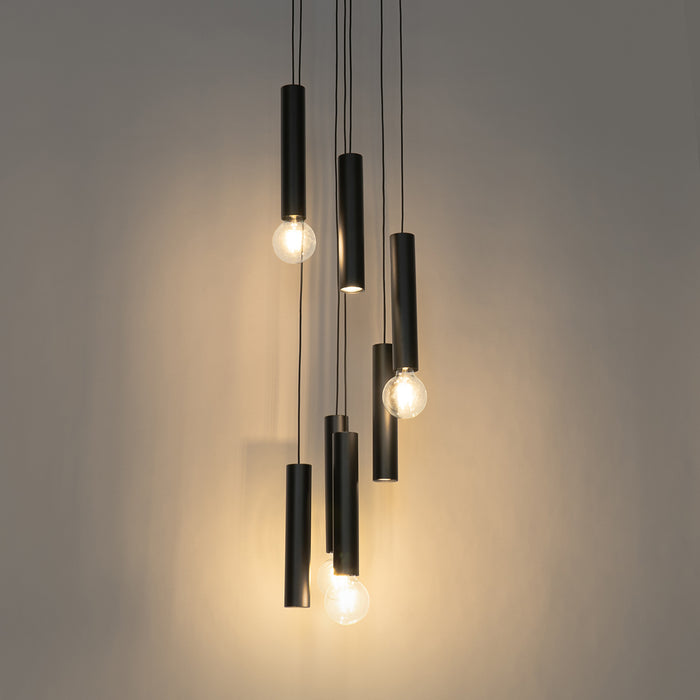 QAZQA Design hanglamp zwart rond 7-lichts - Tuba