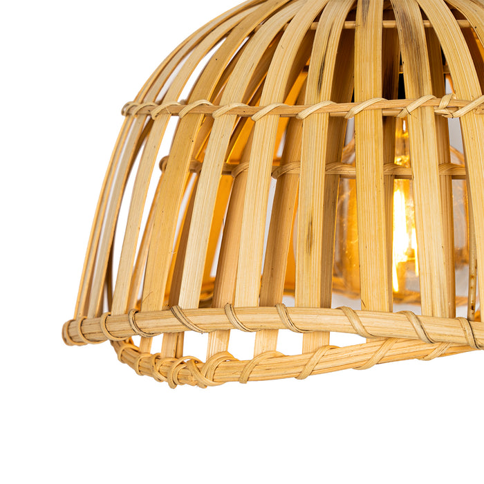 QAZQA Oosterse hanglamp zwart met naturel bamboe 3-lichts - Pua