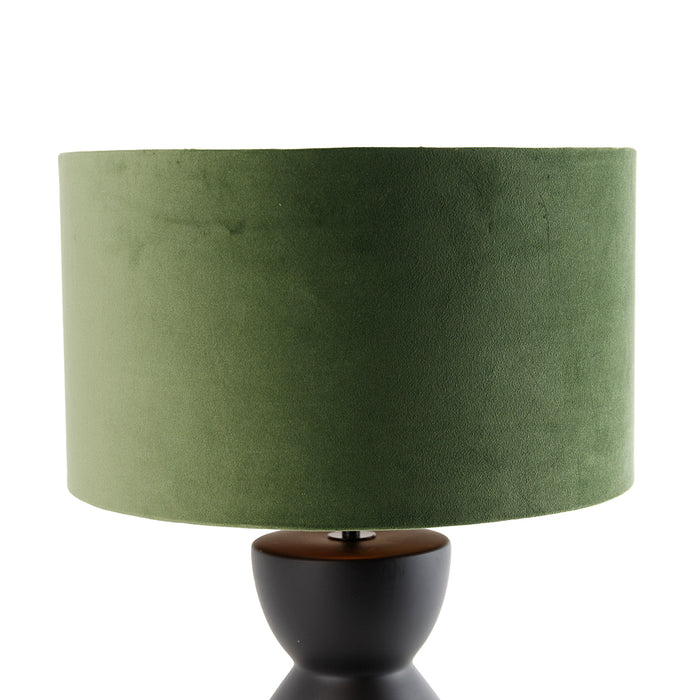 QAZQA Design tafellamp zwart 16 cm velours kap groen met goud 35 cm -