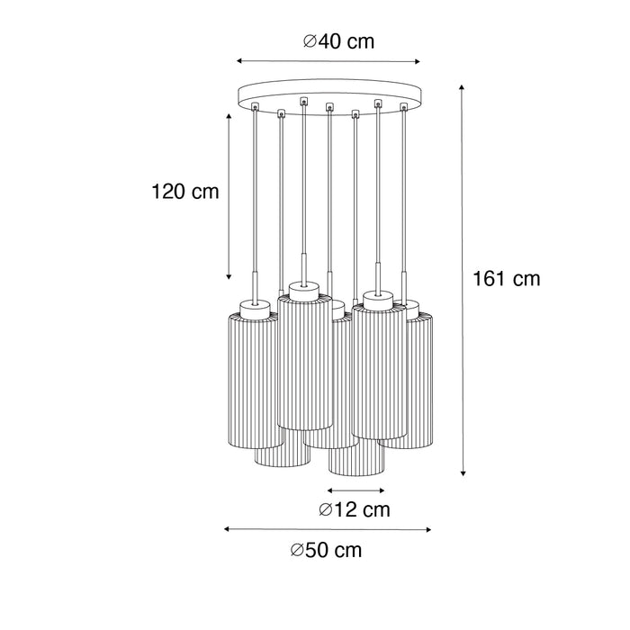 QAZQA Art Deco hanglamp goud met glas 7-lichts - Laura