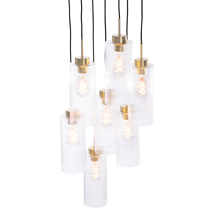 QAZQA Art Deco hanglamp goud met glas 7-lichts - Laura