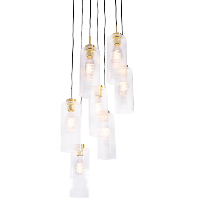 QAZQA Art Deco hanglamp goud met glas 7-lichts - Laura