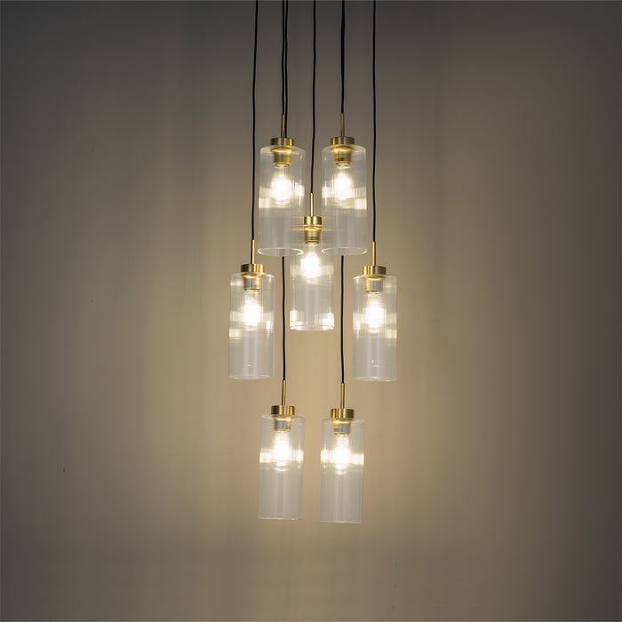 QAZQA Art Deco hanglamp goud met glas 7-lichts - Laura