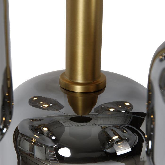 QAZQA Hanglamp zwart met goud met smoke glas incl. 5 PUCC - Zuzanna