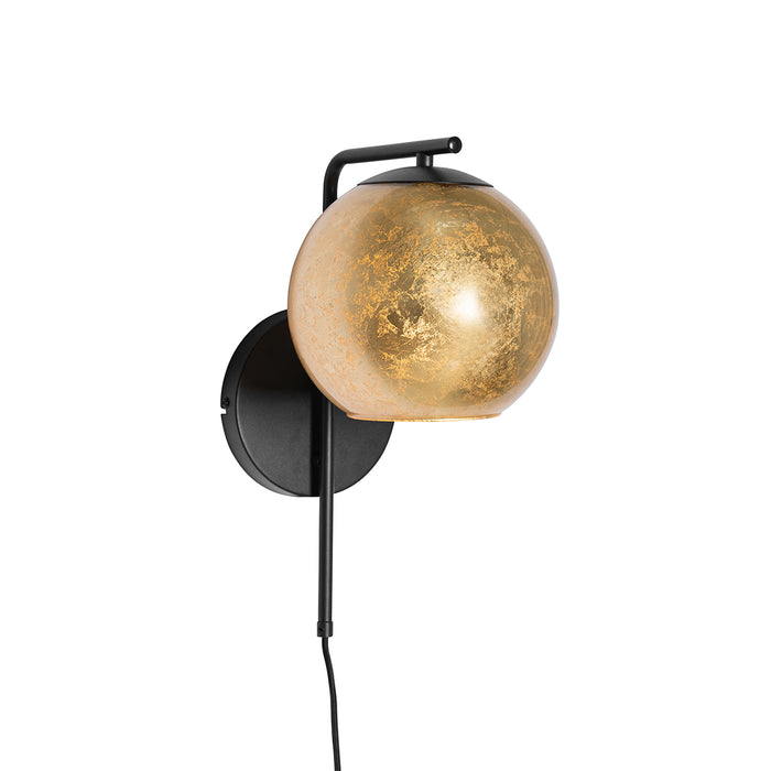 QAZQA Design wandlamp zwart met goud glas - Bert