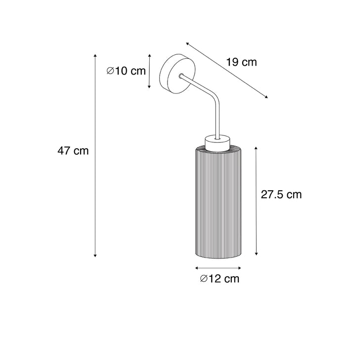 QAZQA Art Deco wandlamp zwart met smoke glas - Laura
