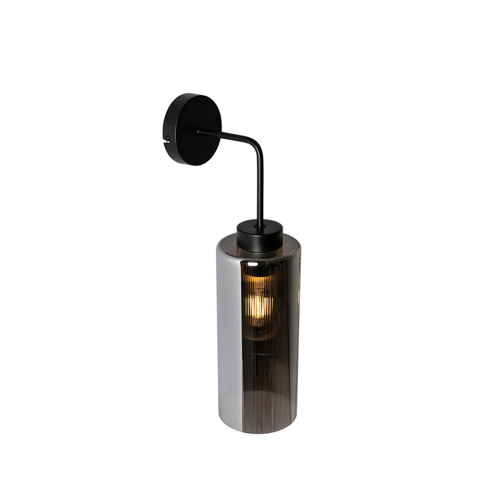 QAZQA Art Deco wandlamp zwart met smoke glas - Laura