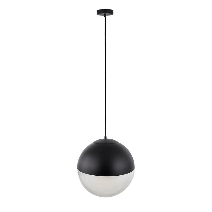 QAZQA Retro hanglamp zwart met helder glas 35 cm - Eclipse