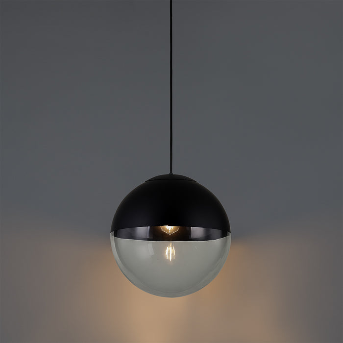 QAZQA Retro hanglamp zwart met helder glas 35 cm - Eclipse