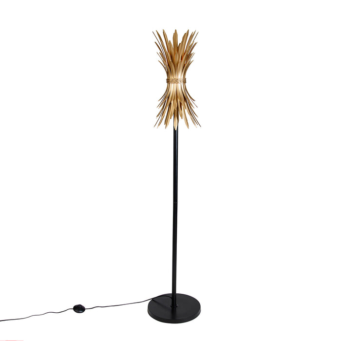 QAZQA Art Deco vloerlamp goud met zwart - Wesley