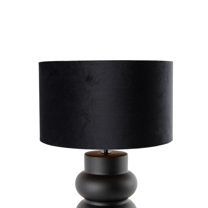 QAZQA Design tafellamp zwart 17 cm velours kap zwart met goud 35 cm -