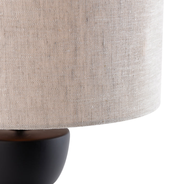 QAZQA Design tafellamp zwart 16 cm stoffen kap lichtgrijs 35 cm -