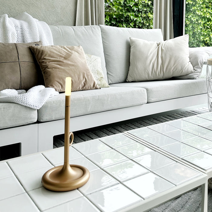 QAZQA Set van 2 buiten tafellampen goud met dimmer oplaadbaar -