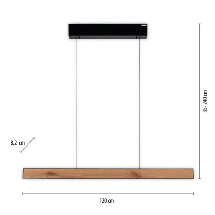 Neuhaus PURE® Hanglamp PURE E-MOTION Black - Wood e-LIFT 120cm incl.