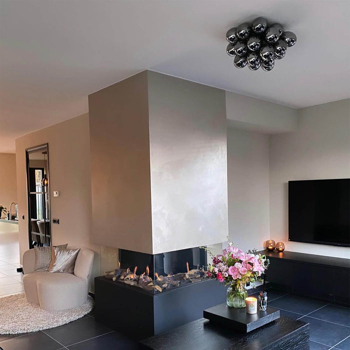 QAZQA Smart plafondlamp zwart met smoke glas incl. 6 Wifi G9 - Uvas