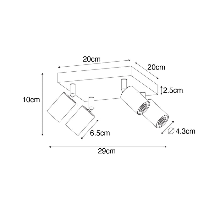QAZQA Moderne spot zwart vierkant 4-lichts - Facil