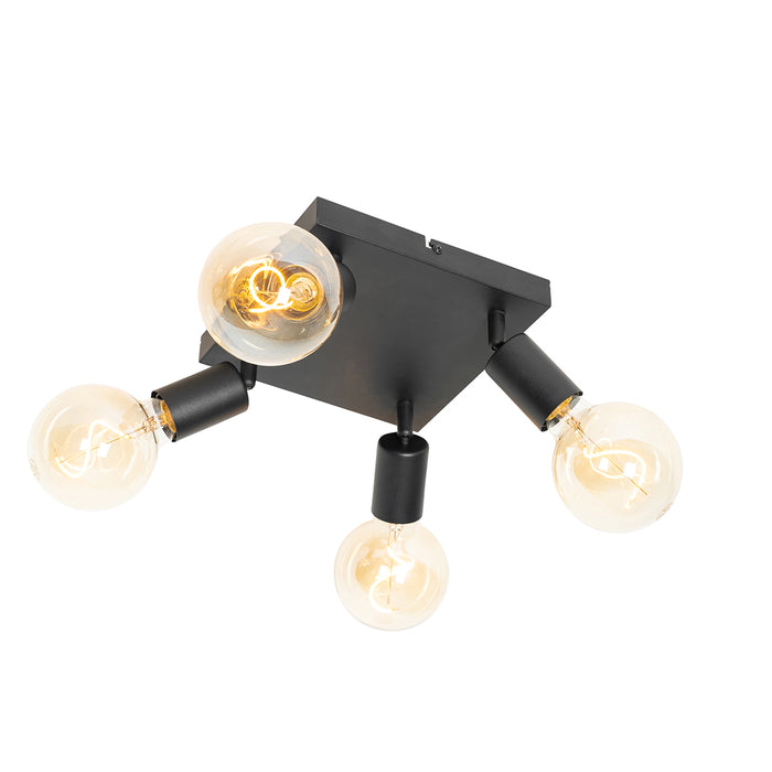 QAZQA Moderne spot zwart vierkant 4-lichts - Facil