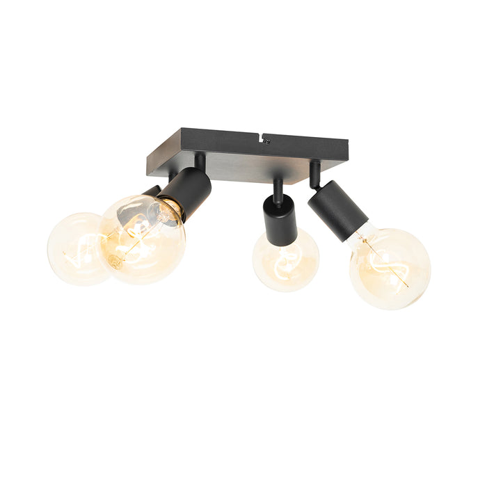 QAZQA Moderne spot zwart vierkant 4-lichts - Facil