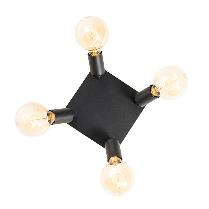 QAZQA Moderne spot zwart vierkant 4-lichts - Facil