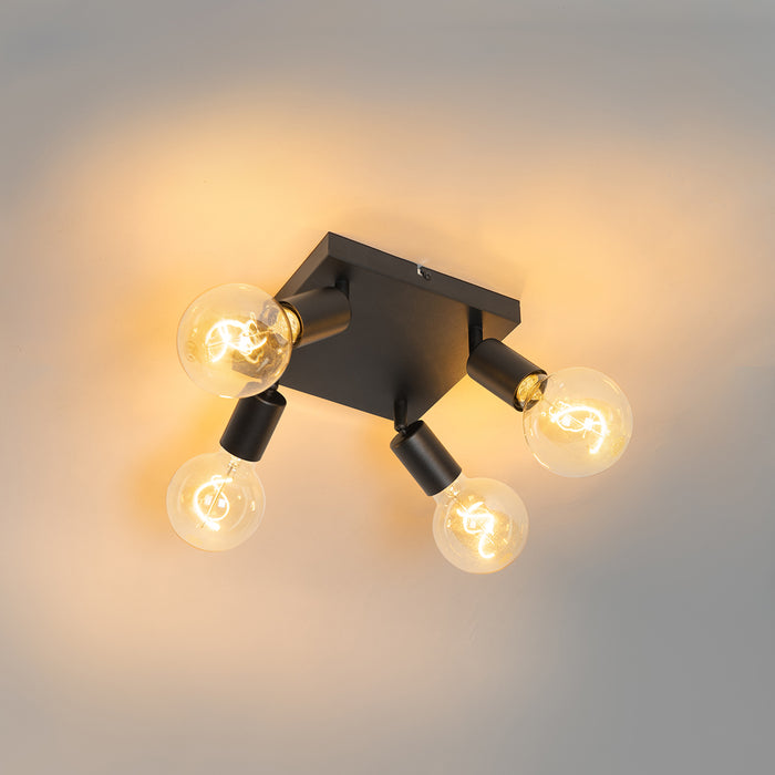 QAZQA Moderne spot zwart vierkant 4-lichts - Facil