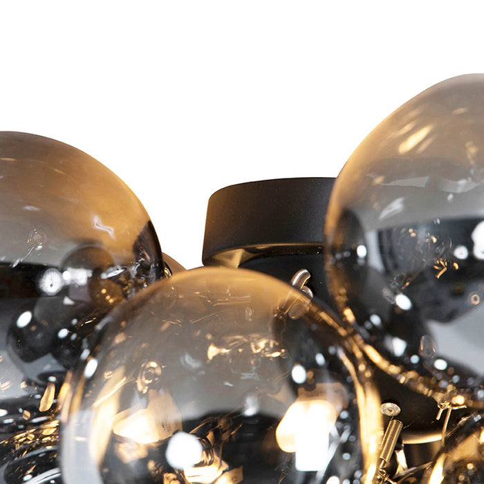 QAZQA Smart plafondlamp zwart met smoke glas incl. 6 Wifi G9 - Uvas