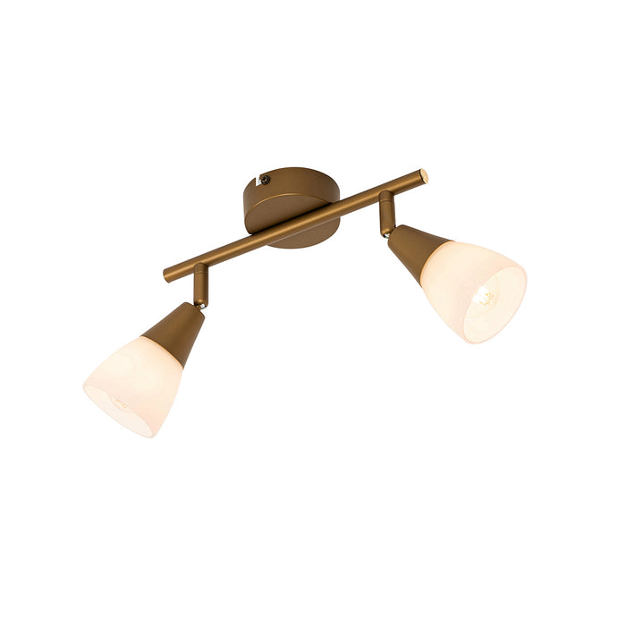 QAZQA Klassieke plafondspot goud met mat glas 2-lichts - Madi