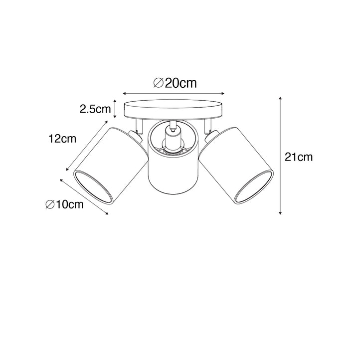 QAZQA Moderne spot zwart met gouden binnenkant 3-lichts - Lofty