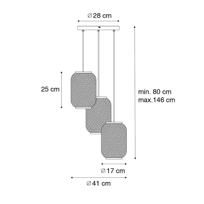 QAZQA Oosterse hanglamp bamboe 3-lichts - Yvonne