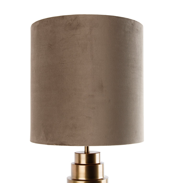 QAZQA Tafellamp brons velours kap taupe met goud 40 cm - Bruut