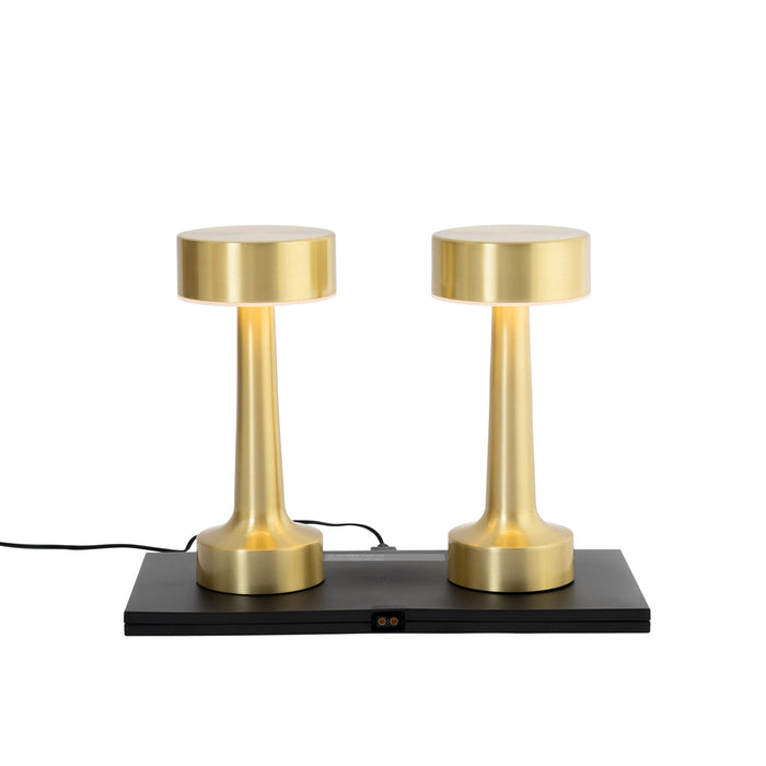 QAZQA Set van 2 tafellampen goud RGBW oplaadbaar - Isobel