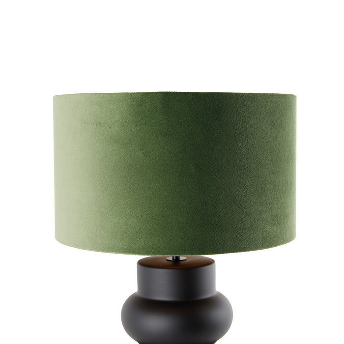 QAZQA Design tafellamp zwart 17 cm velours kap groen met goud 35 cm -