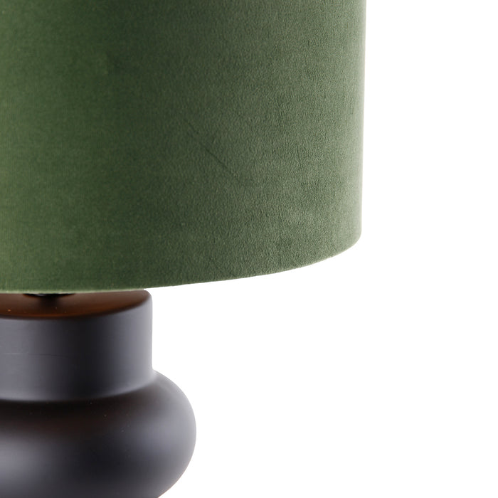 QAZQA Design tafellamp zwart 17 cm velours kap groen met goud 35 cm -
