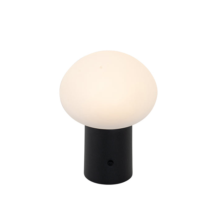 QAZQA Set van 2 tafellampen mushroom zwart incl. LED oplaadbaar -