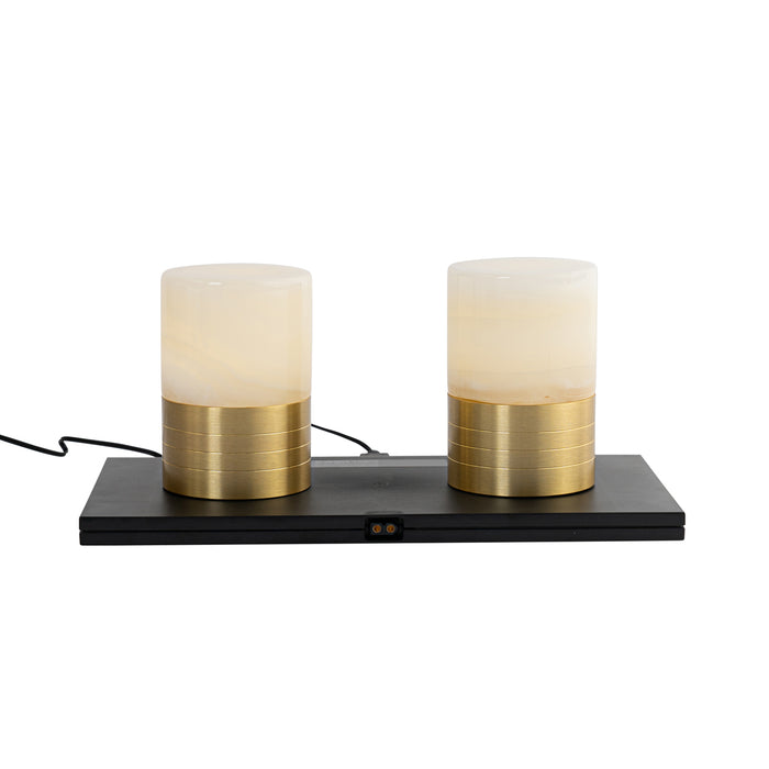 QAZQA Set van 2 tafellampen goud RGBW oplaadbaar - Alessia