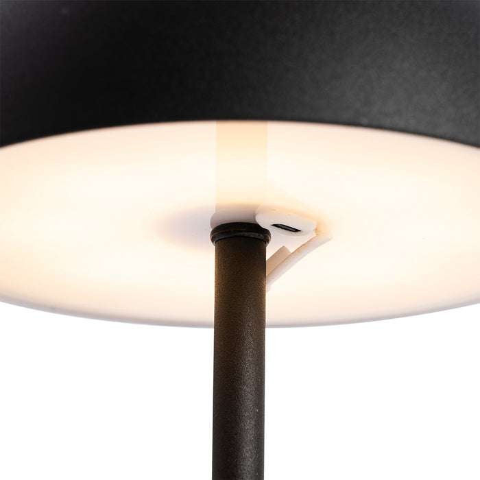 QAZQA Set van 2 buiten tafellampen mushroom zwart oplaadbaar - Keira