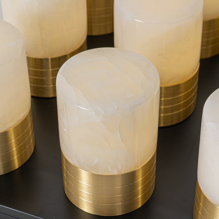 QAZQA Set van 12 tafellampen goud RGBW oplaadbaar incl. laadstation -