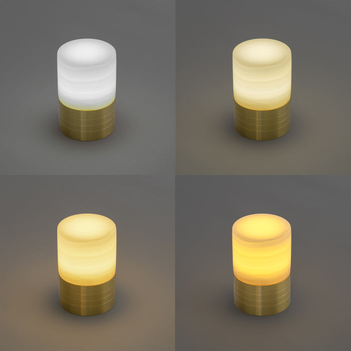 QAZQA Set van 12 tafellampen goud RGBW oplaadbaar incl. laadstation -