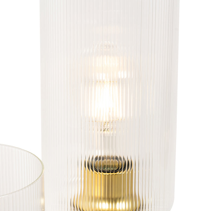 QAZQA Art Deco tafellamp goud met glas 2-lichts - Laura