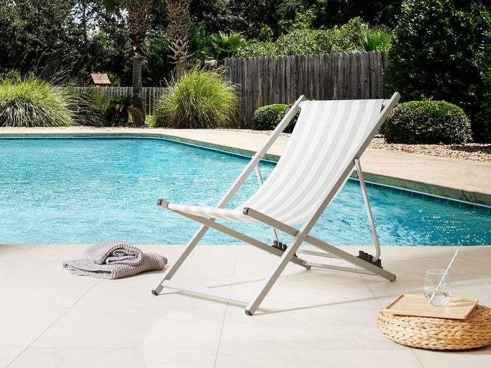 Beliani - LOCRI II - Strandstoel - Wit|Grijs - Polyester