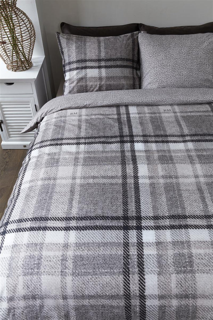 Riviera Maison Cozy Check Dekbedovertrek - 140x200/220 - Zand
