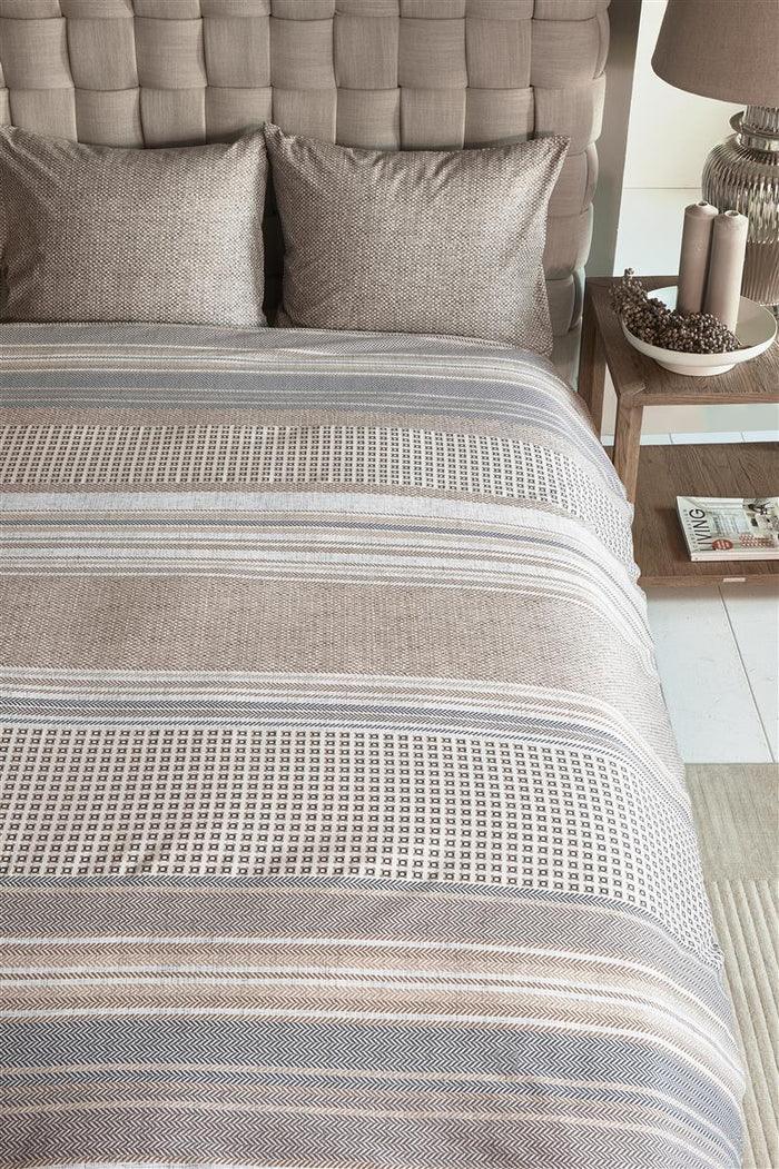 Riviera Maison Twill Weave Dekbedovertrek - 200x200/220 - Bruin