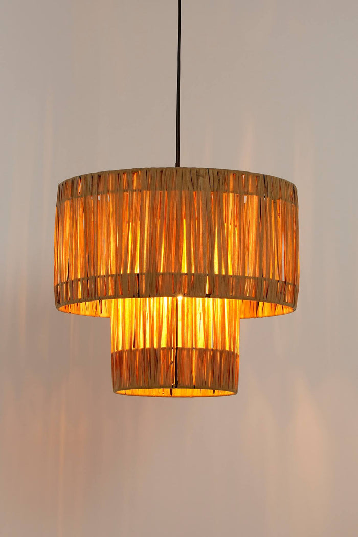 Mica Decorations Elisa Hanglamp - H30 x Ø35 cm - Raffia - Lichtbruin