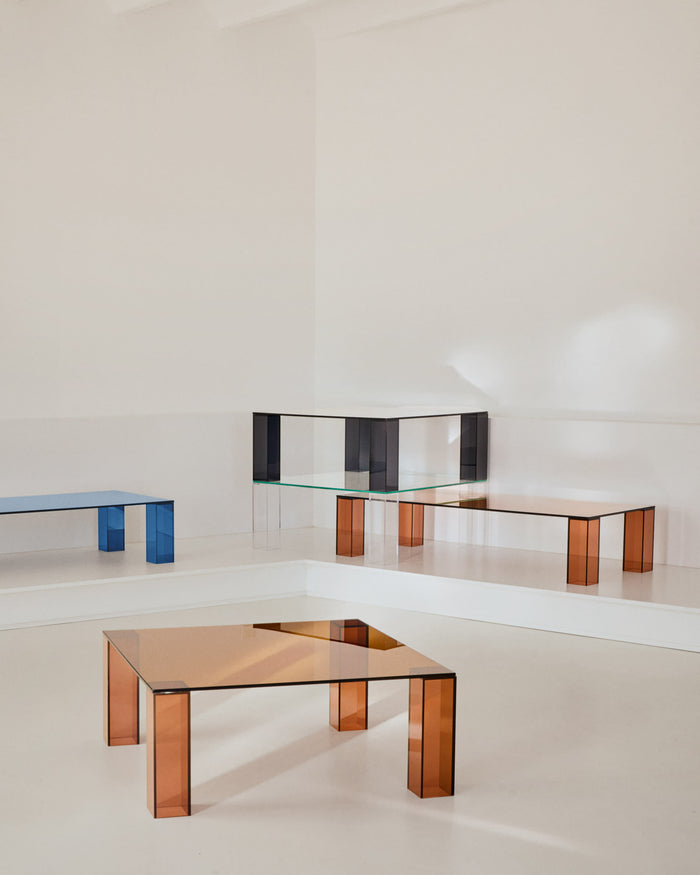 Kave Home - Adularia salontafel van bruin gehard glas 140 x 60 cm