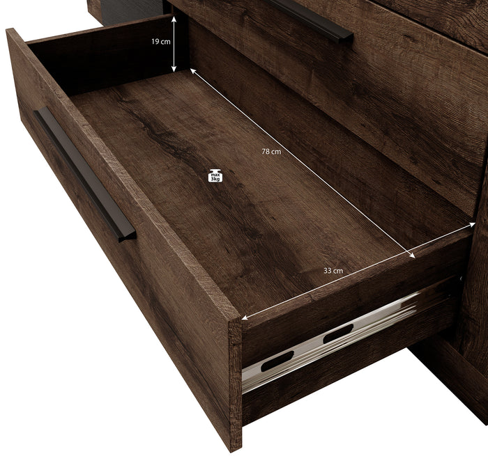 Meubella Dressoir Borna - Donker eiken - Grijs eiken - 161 cm