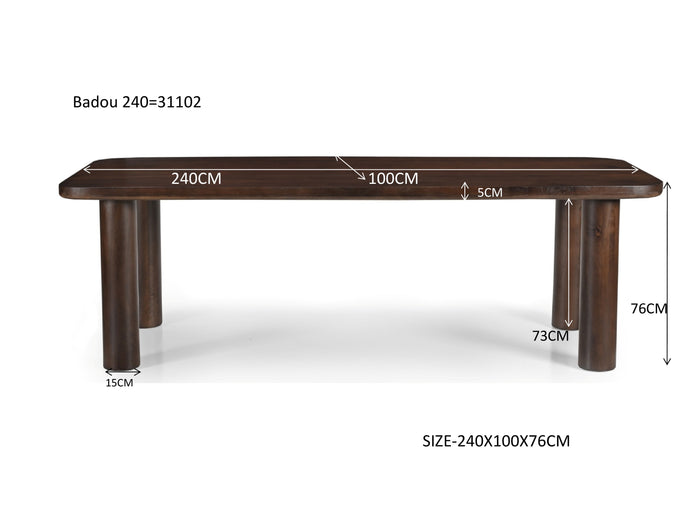 Livingfurn - Eetkamertafel Badou 240cm - Mangohout