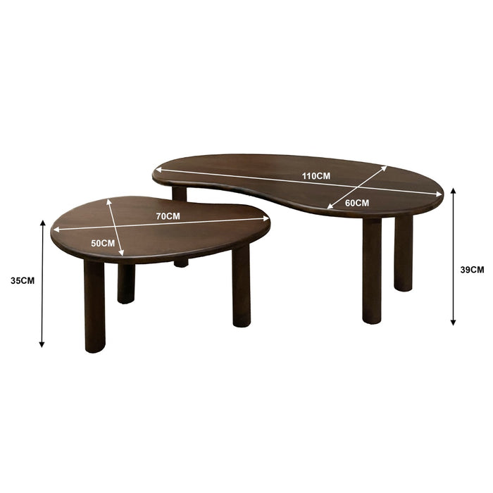 Brix - Salontafels - Brix Nubi Brown Set of 2 - Bruin
